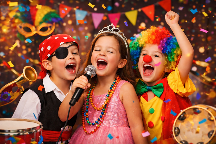 crianças fantasiadas comemorando o carnaval na escola