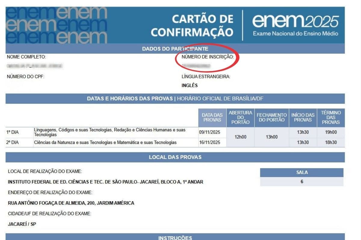 Como saber o número da inscrição do Enem?