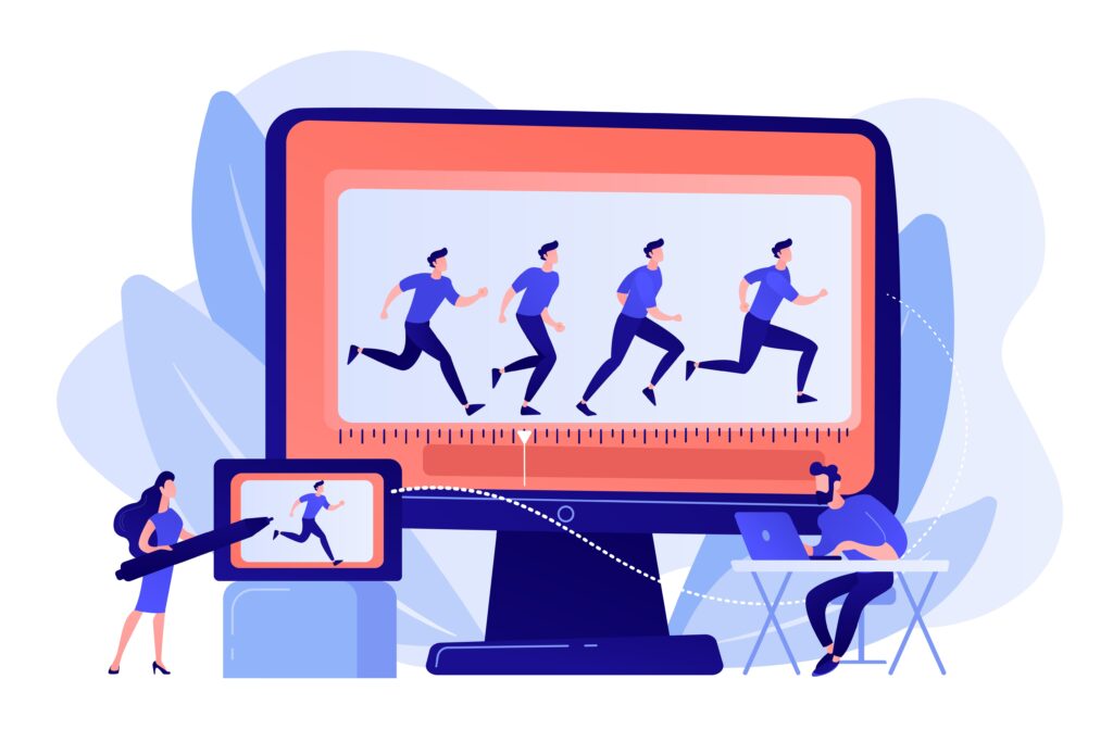 Profissional motion designer trabalhando em um personagem em movimento
