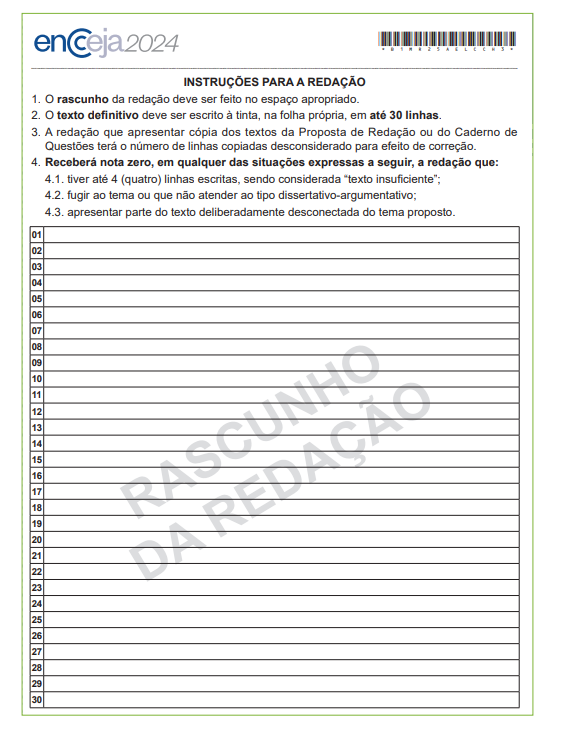 rascunho da redação do encceja
