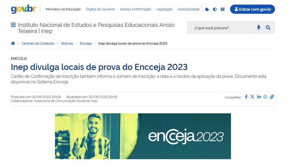 reprodução do local de prova do encceja 2023