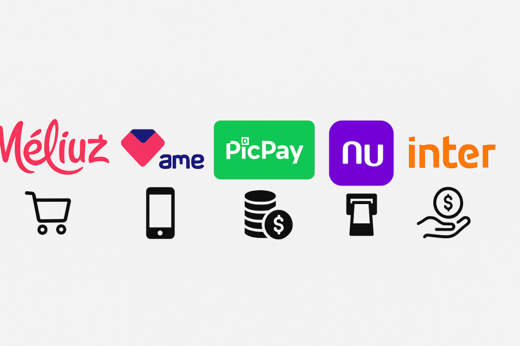Comparativo visual entre Méliuz e concorrentes como Ame, PicPay, Nubank
