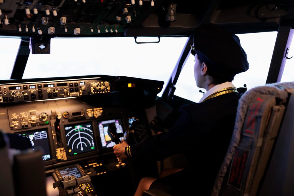 Profissional da aviação trabalhando na cabine de um avião; Dia do Aviador é em 23 de outubro; veja origem da data.