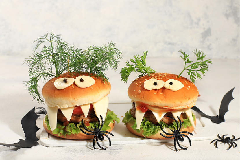 hamburguer decorado de halloween