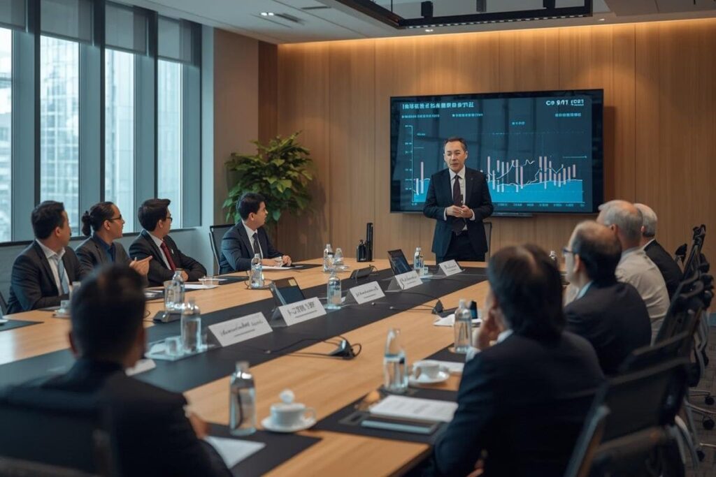 Reunião de RI com analistas e investidores internacionais.