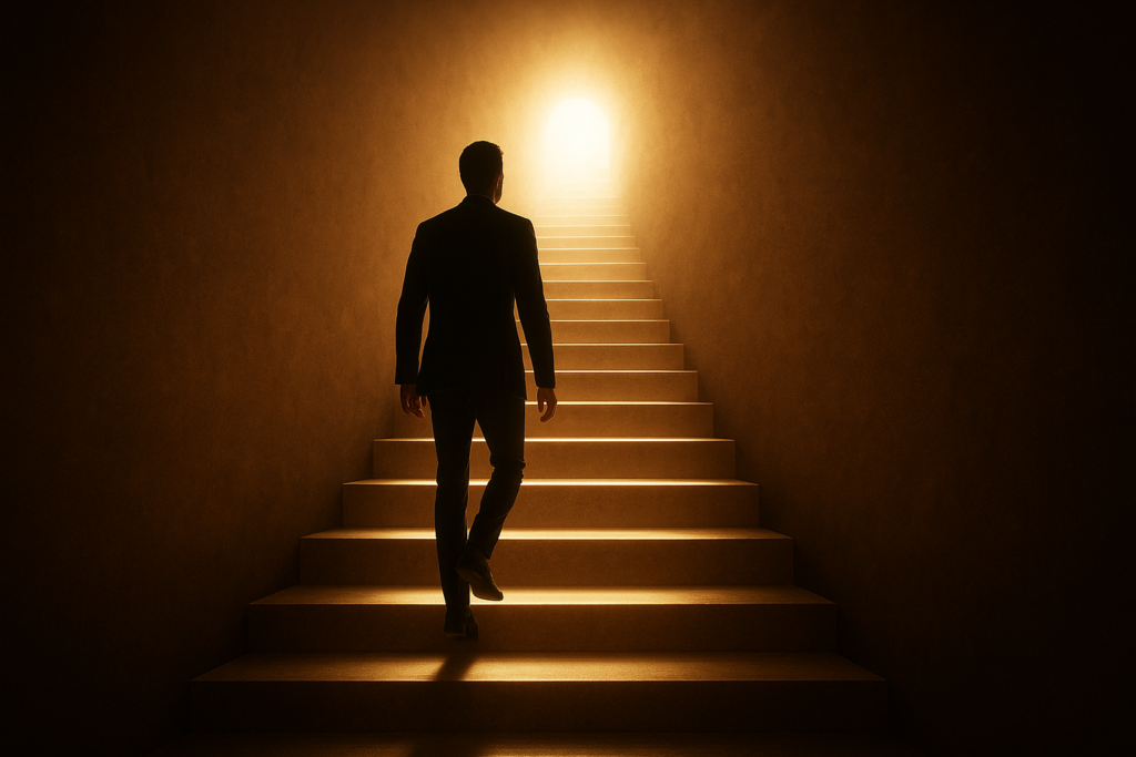 Representação visual da jornada do cliente na Escada de Valor