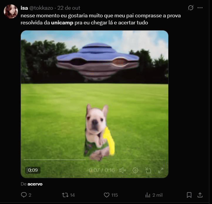 Meme sobre a Unicamp 2026