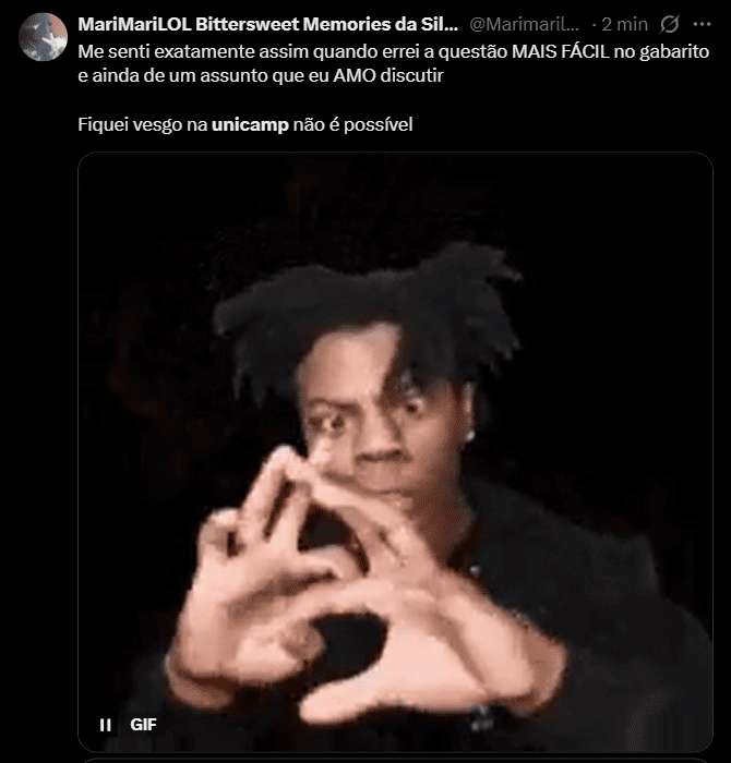 Post de meme sobre a Unicamp 2026