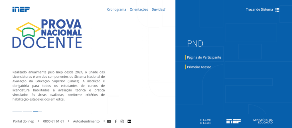 Página da Prova Nacional Docente (PND) 2025