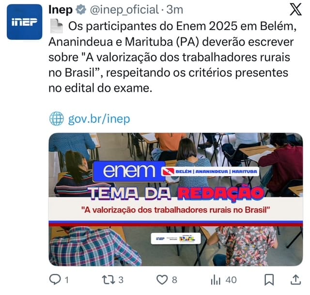 tema de redação do Enem Pará 2025
