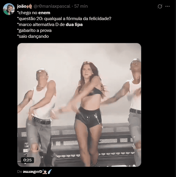 Dua Lipa e Enem 2025