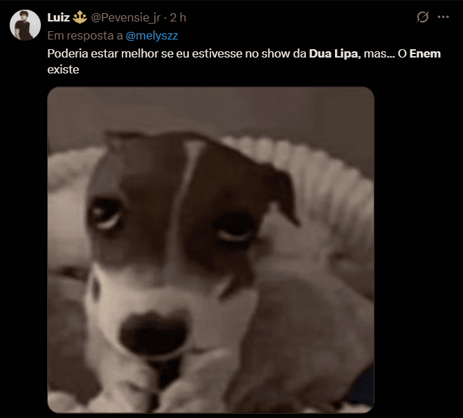 Meme dua lipa e enem