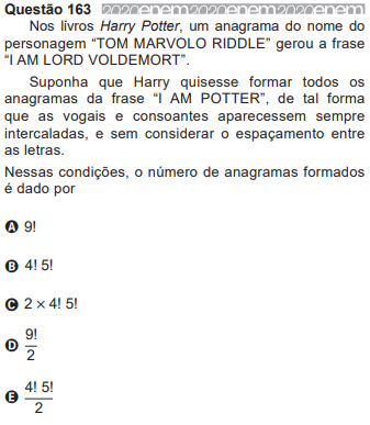 Questão prova do enem sobre Harry Potter
