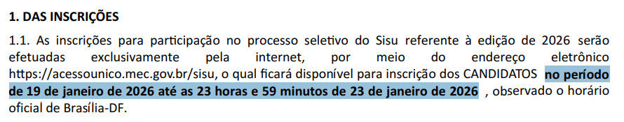 texto do edital do sisu 2026
