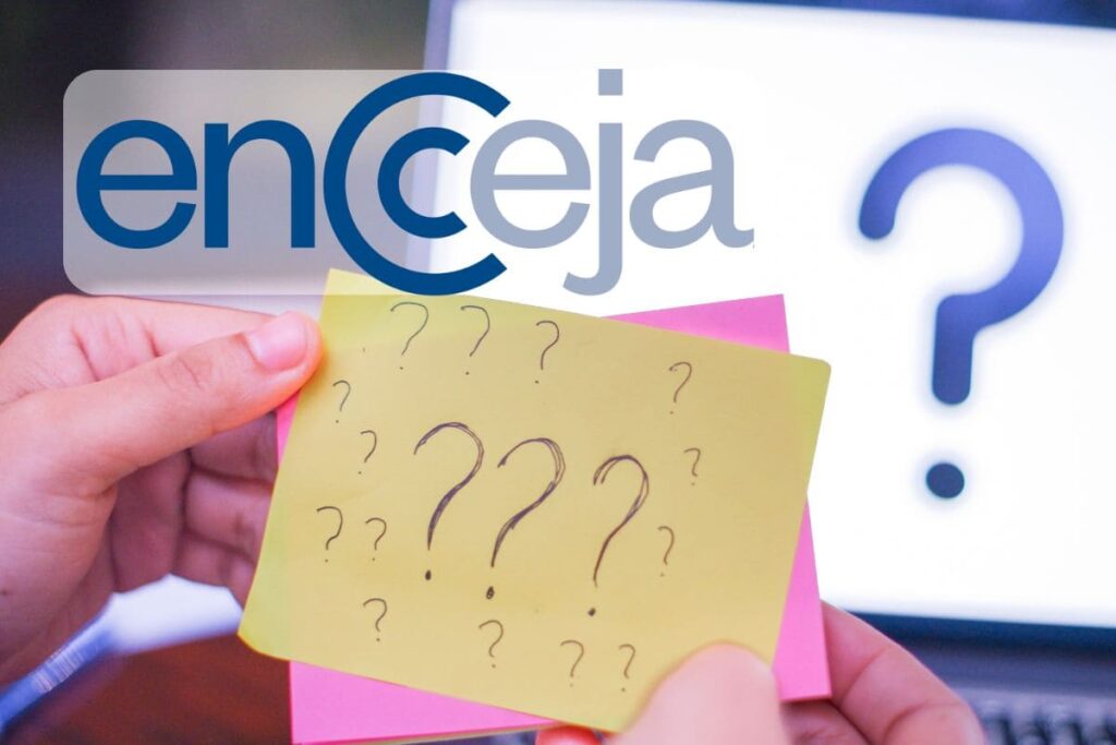 Pessoa segurando post its com ponto de interrogação em frente a computador também com ponto de interrogação em dúvida sobre até que dia vai a inscrição do Encceja 2026