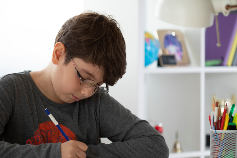 menino estudando em casa representando quanto tempo a criança deve estudar por dia