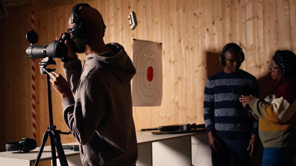 Três profissionais com pós em direção de arte reunidos em um set de filmagem.