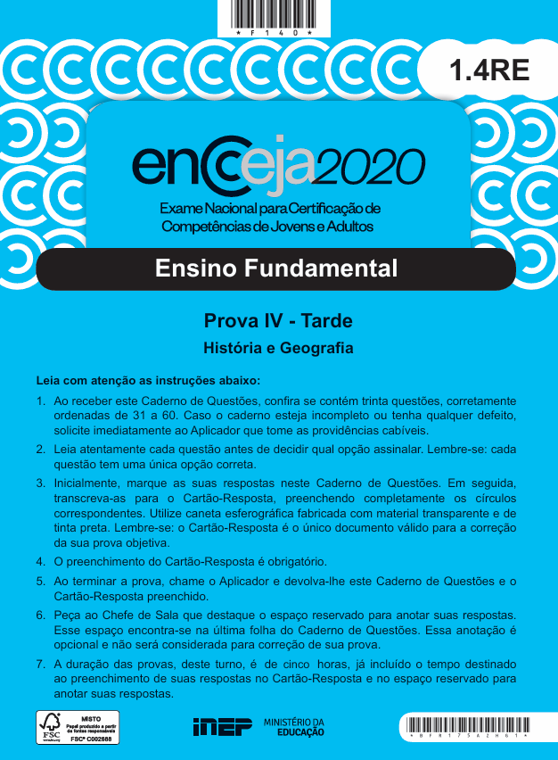 prova do encceja 2020