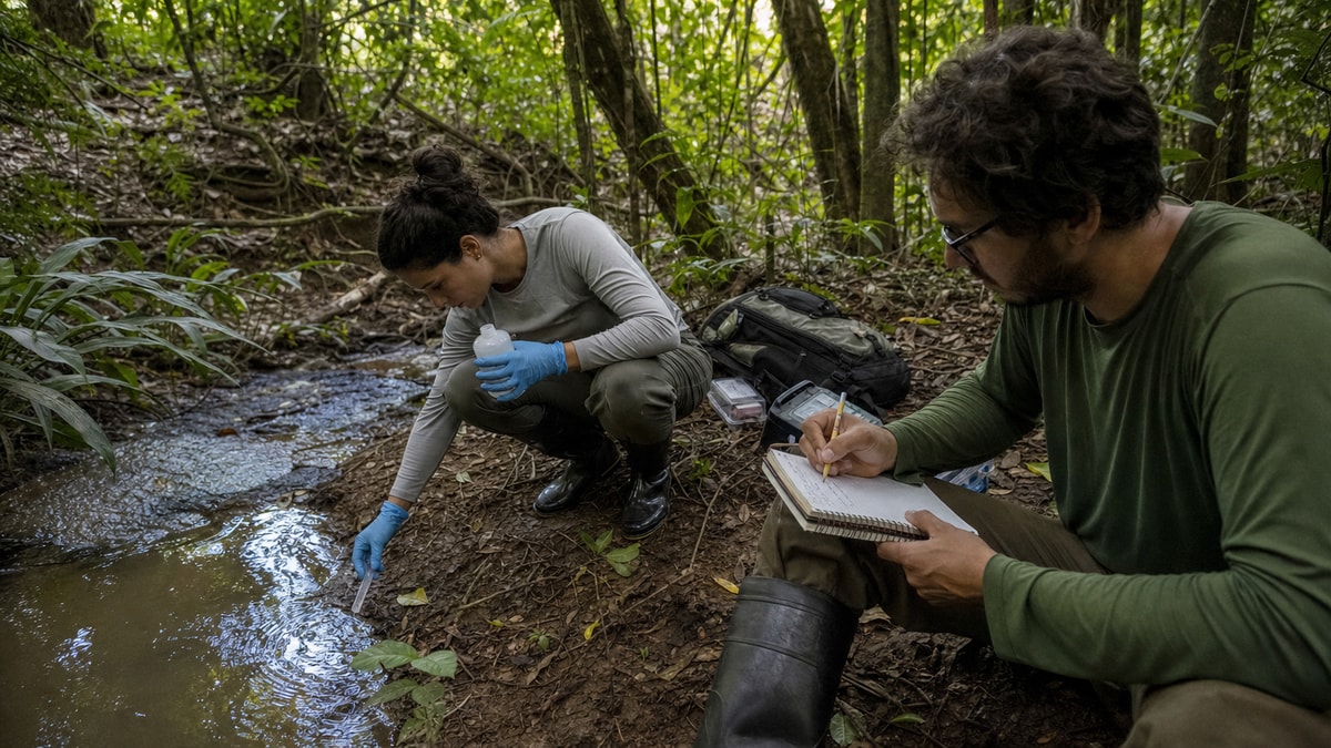 Coleta e registro em campo biólogo de campo