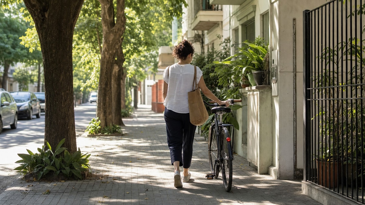 Movimento na rotina Pessoa incorporando caminhada e bicicleta a um deslocamento cotidiano