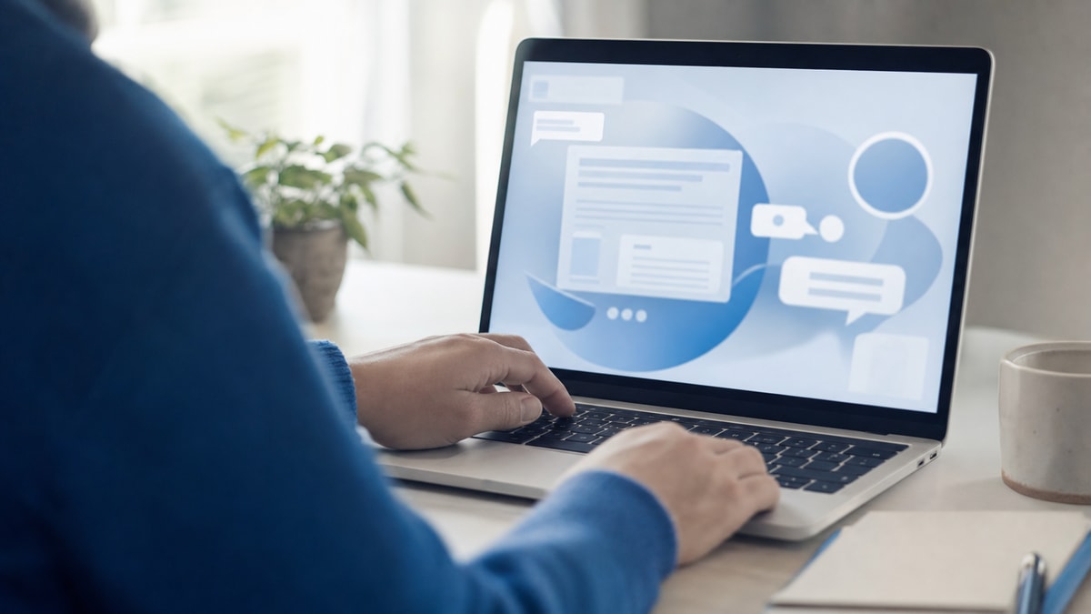 Claude, o produto principal Pessoa interagindo com uma representação abstrata de chatbot conversacional