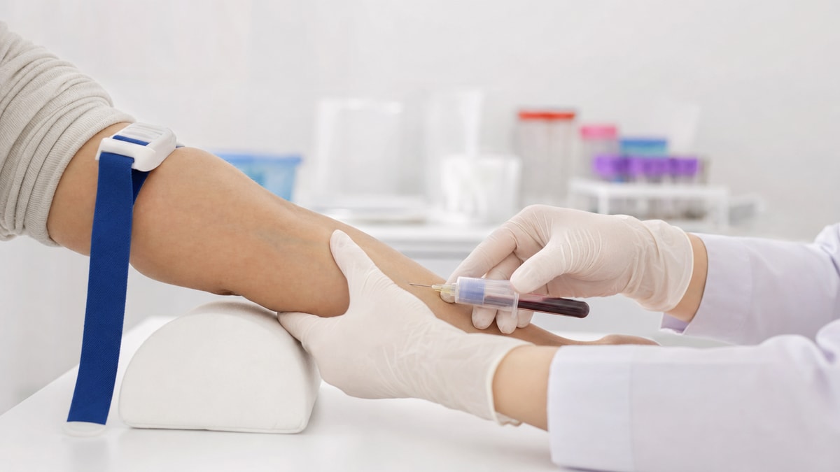 Coleta de sangue venoso para realização de hemograma completo