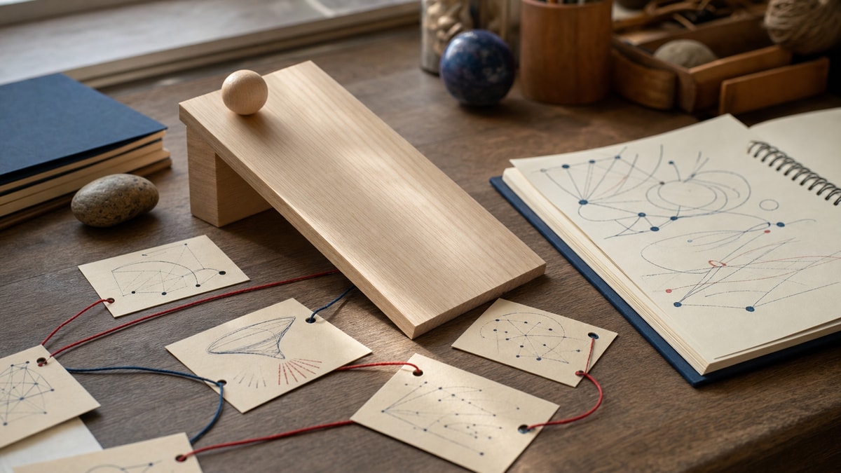 Compreender antes de calcular Modelo de plano inclinado usado para visualizar conceitos de forças em Física