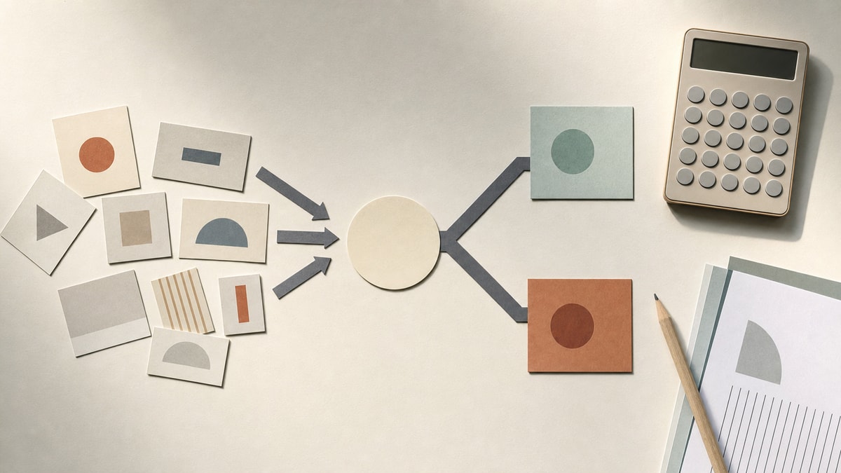 Decompondo um problema Fluxo visual que decompõe gastos mensais, soma valores e compara o total com um limite