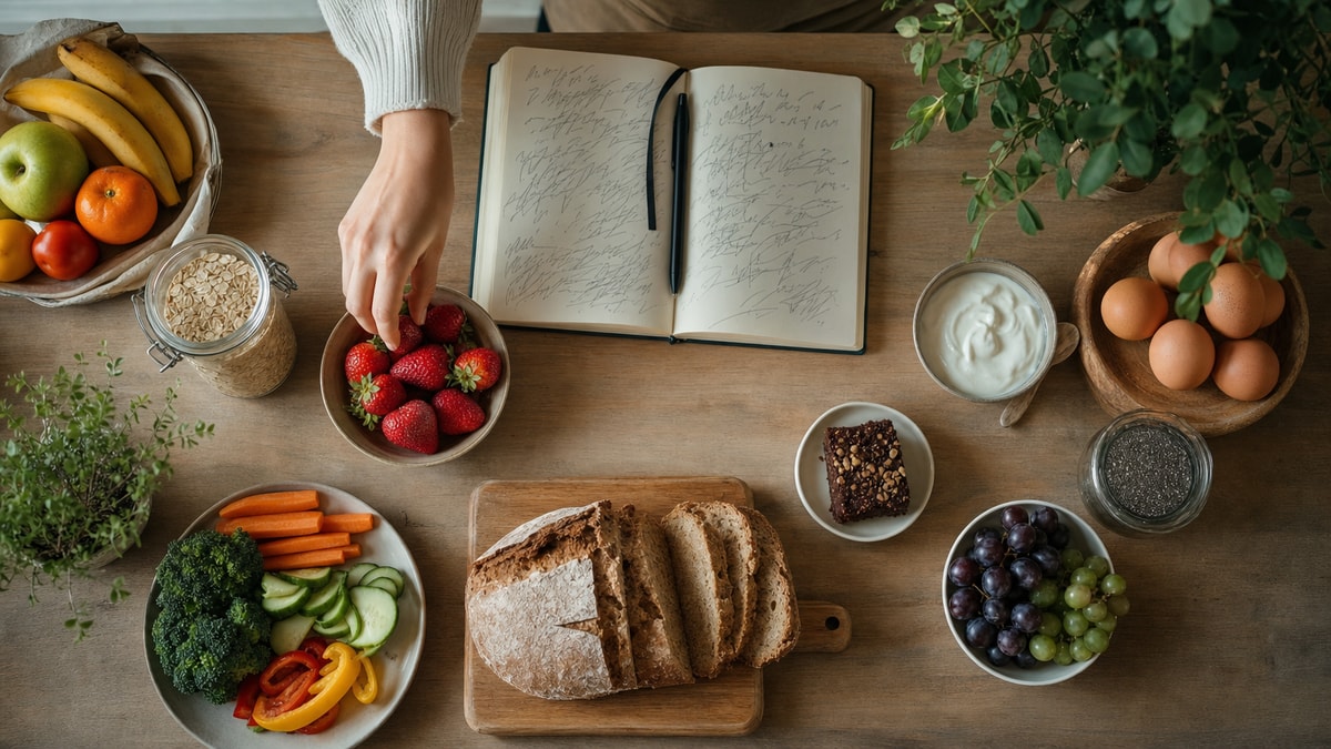 Escolhas flexíveis Mesa com opções variadas que representam escolhas flexíveis na reeducação alimentar
