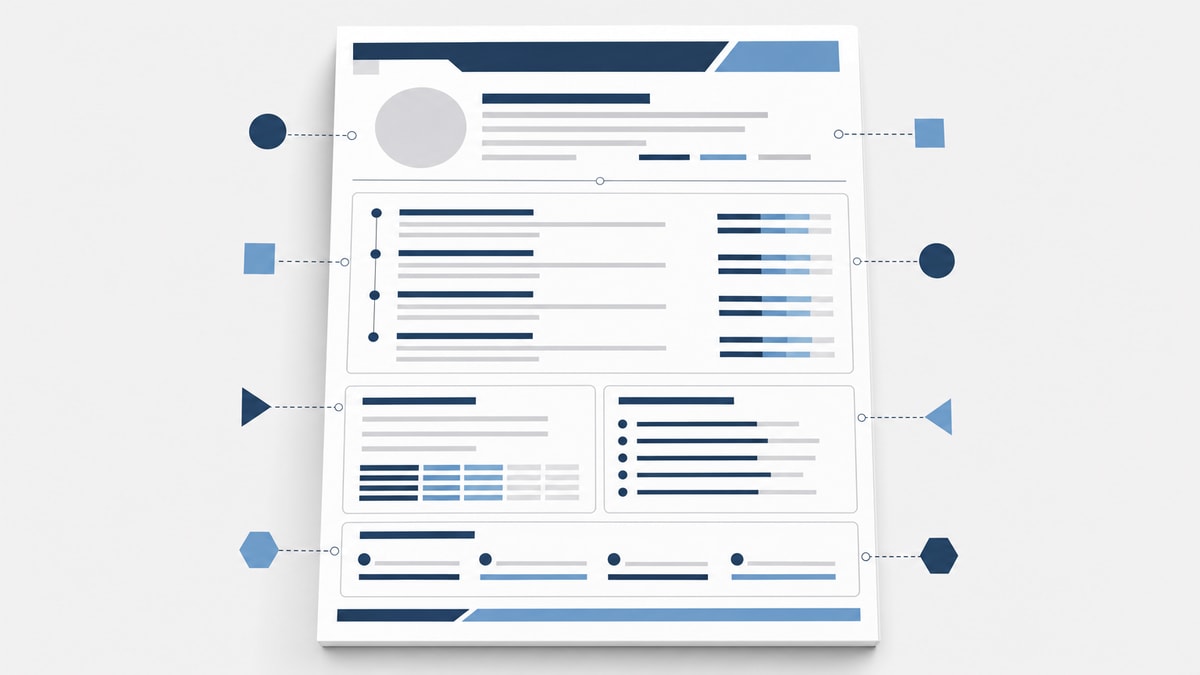Estrutura do résumé Folha esquemática dividida nos principais blocos de um résumé americano