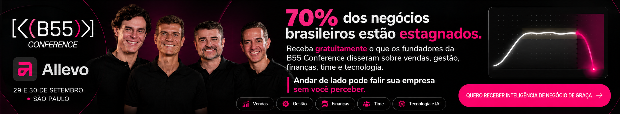Receba grátis a inteligência de negócio da Allevo com aprendizados da B55 Conference
