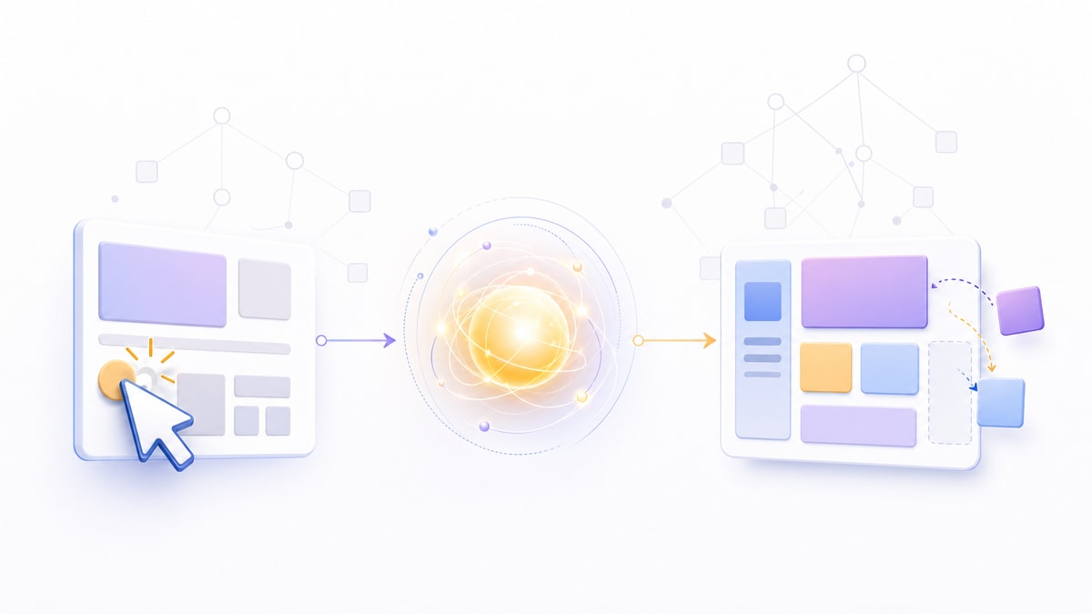 Fluxo visual de uma ação do usuário que altera uma página por meio do JavaScript no navegador