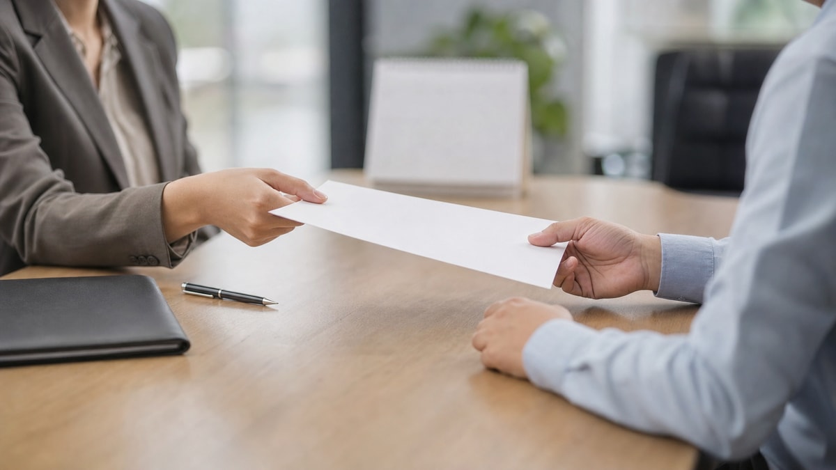 Entrega de documento para formalizar o pedido de demissão e tratar do aviso prévio