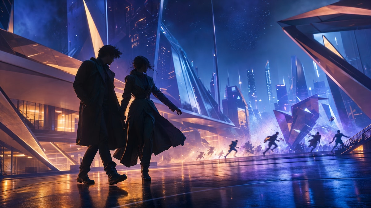 Hibridização de gêneros Cena cinematográfica que combina elementos de ação, romance e ficção científica
