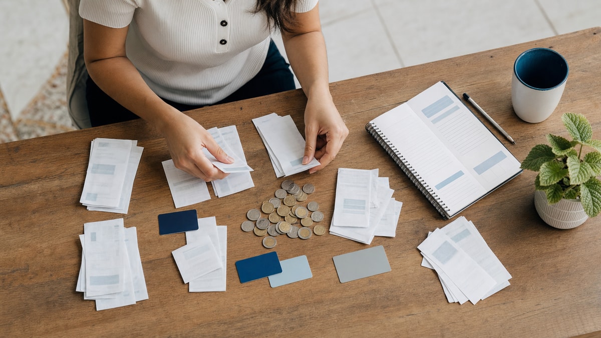 Mapeamento de receitas e despesas Pessoa separando receitas e despesas para entender o próprio orçamento