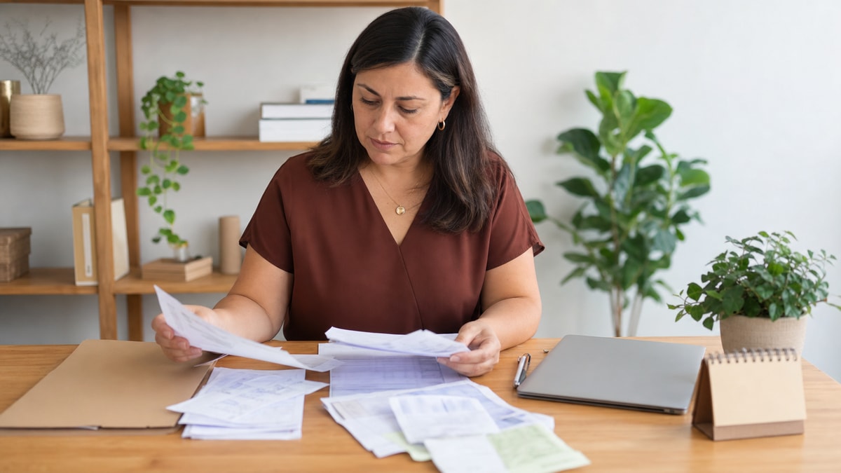 Organização para formalizar Empreendedora organizando documentos para formalizar um pequeno negócio