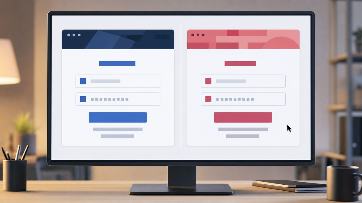 Comparação visual entre duas páginas genéricas de login com atenção ao endereço do site