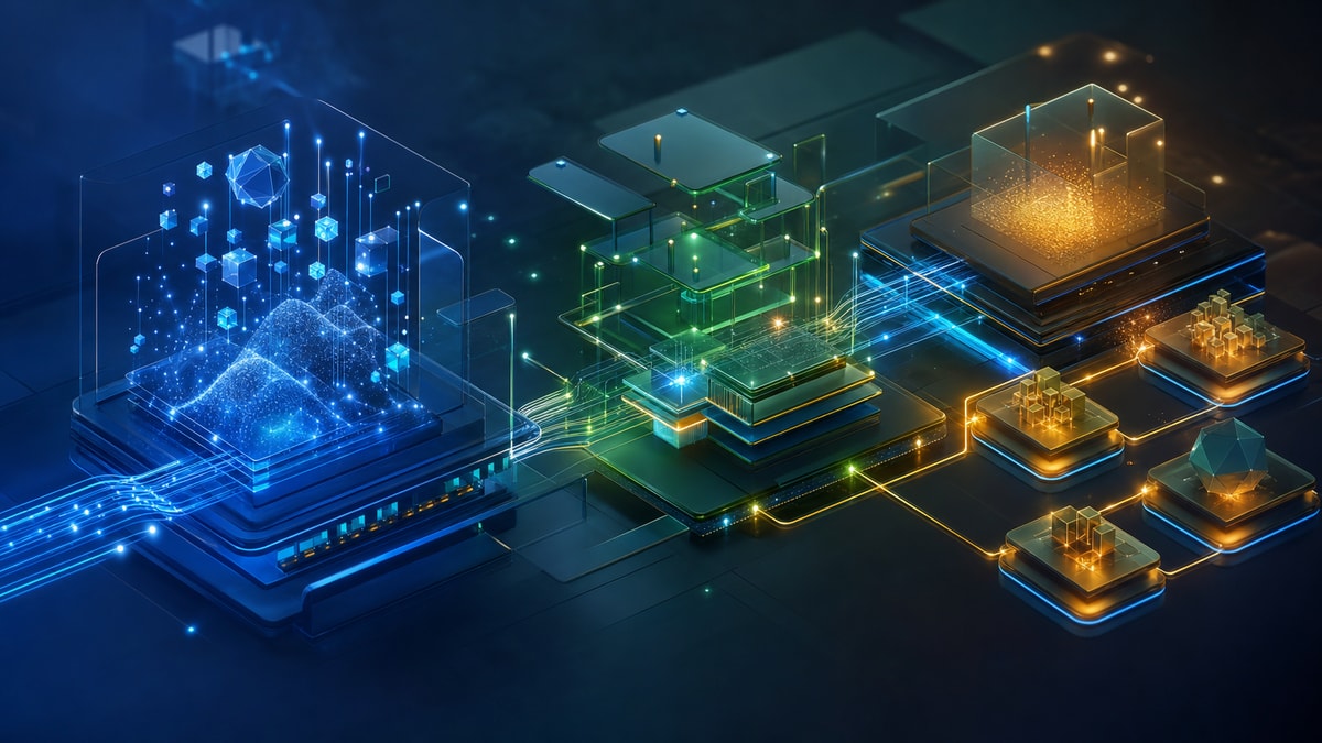Python e Java no mesmo projeto Arquitetura abstrata mostra análise de dados conectada a um sistema de produção