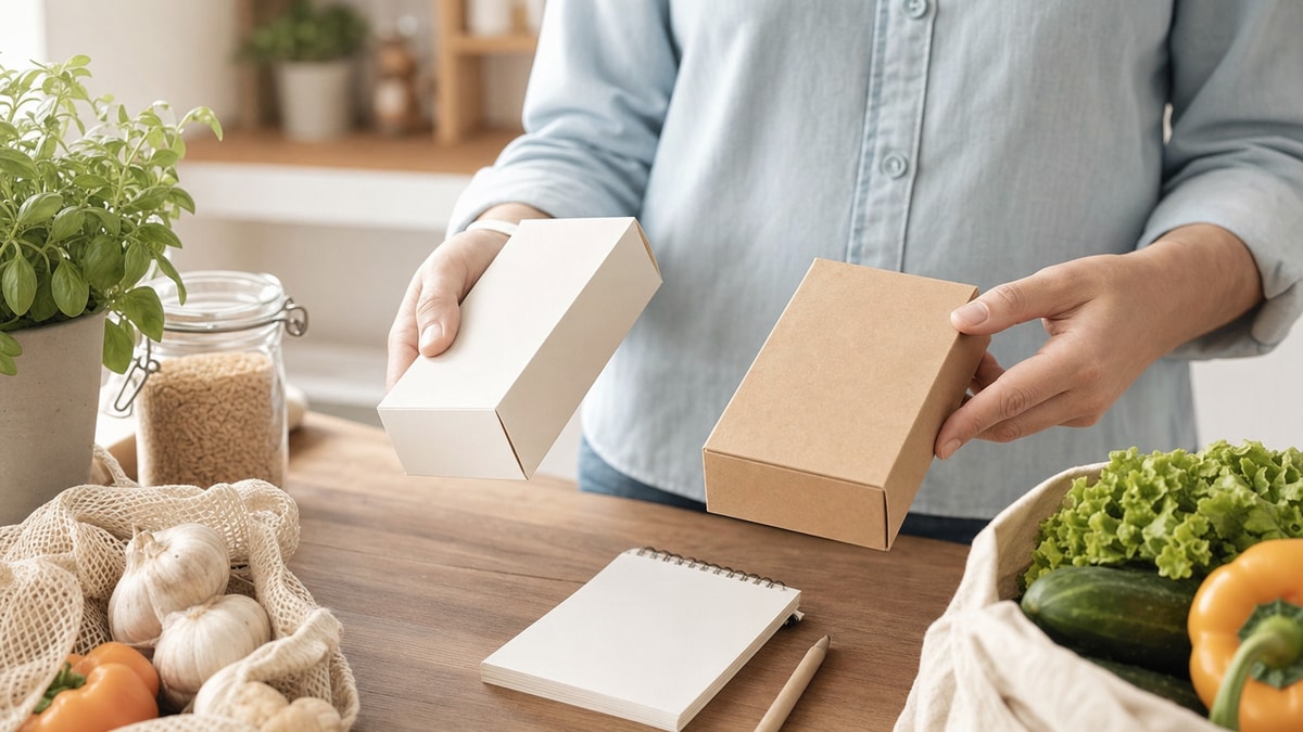 Compras planejadas e economia Pessoa comparando produtos para reduzir despesas dentro do orçamento