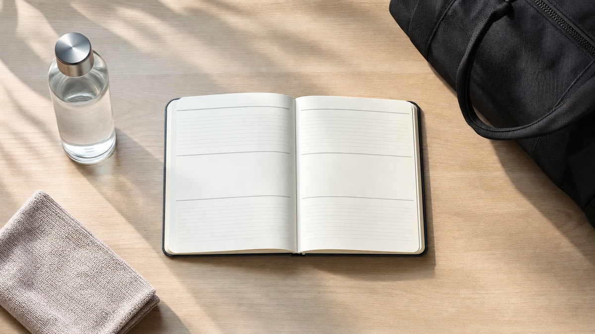 Rotina de treino Agenda e itens de treino organizados para criar uma rotina semanal sustentável