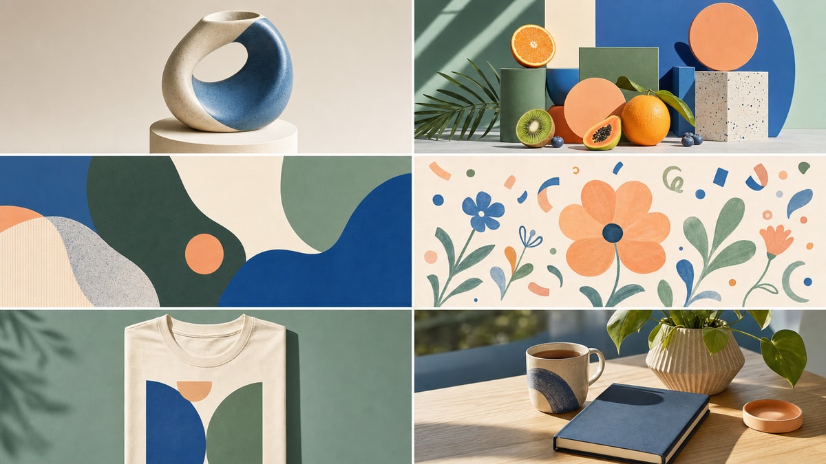 Seis aplicações visuais Mosaico com diferentes aplicações visuais para prompts de imagem