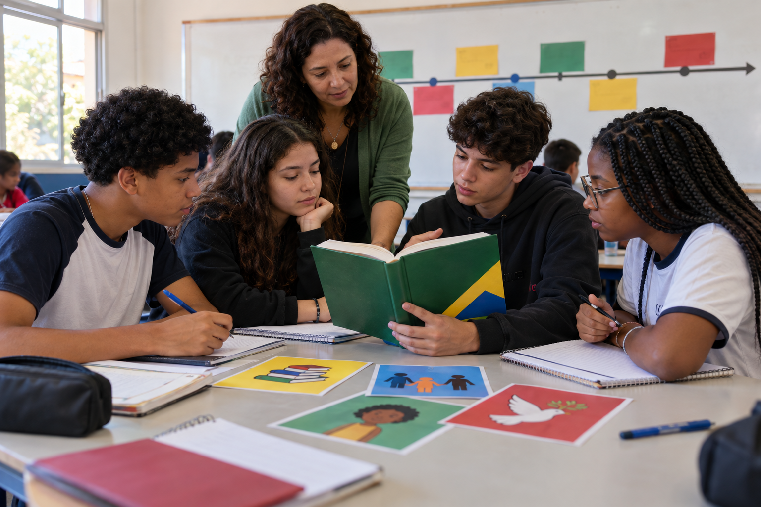Estudantes participam de atividade escolar sobre Constituição, direitos e cidadania