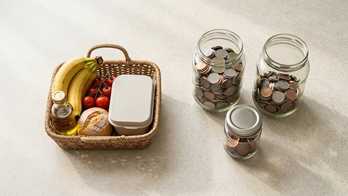 Comparar categorias Compras de mercado e comida para viagem aparecem separadas para ilustrar a comparação de gastos por categoria.