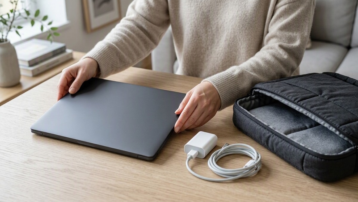 Preparar a devolução Notebook e acessórios organizados para a etapa de devolução da locação.